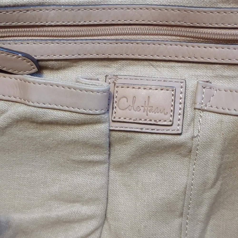 Cole Haan Beige Woven-Front Satchel - Picture 8 of 9